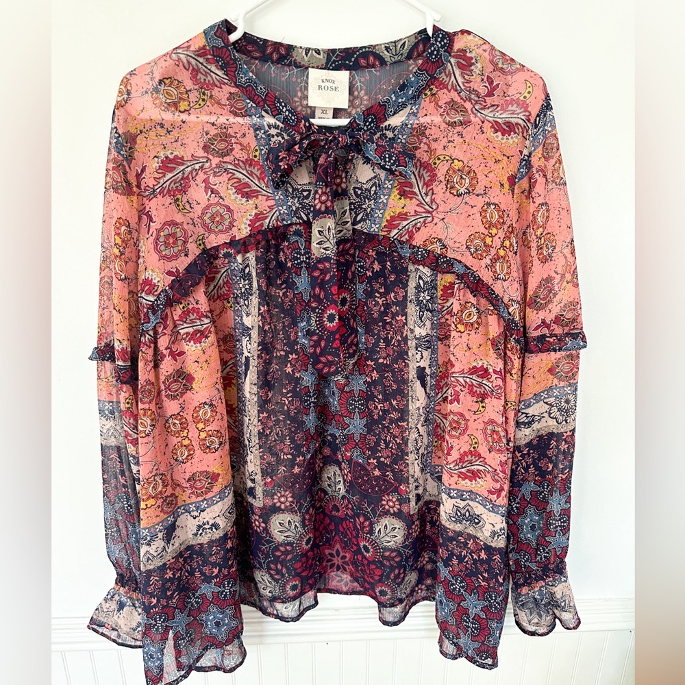 Fall colors Blouse Top Size XL